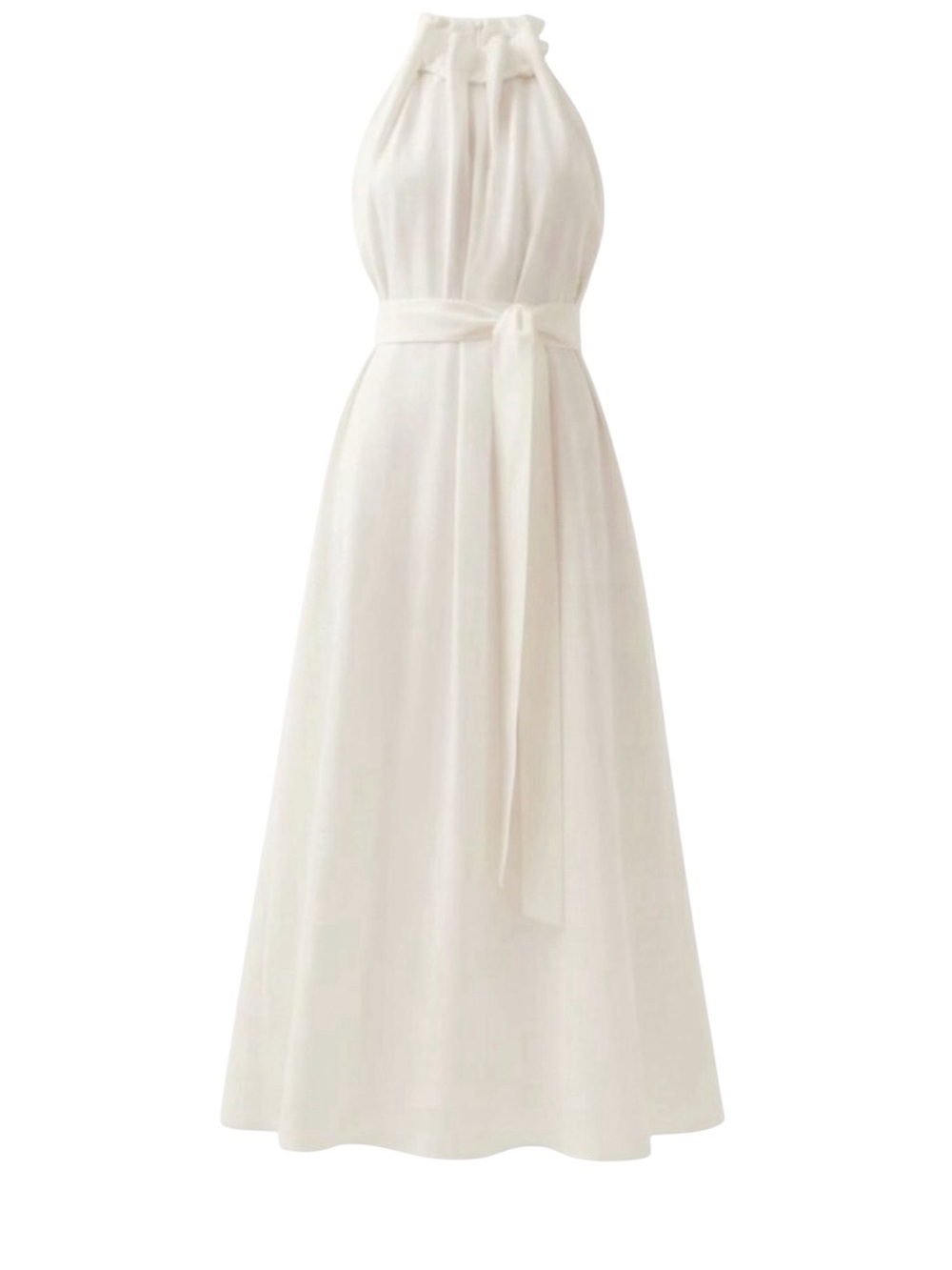NWT Aje. Muriel Linen Blend Sleeveless Halter High Crew Tie Back Bow Midi Dress